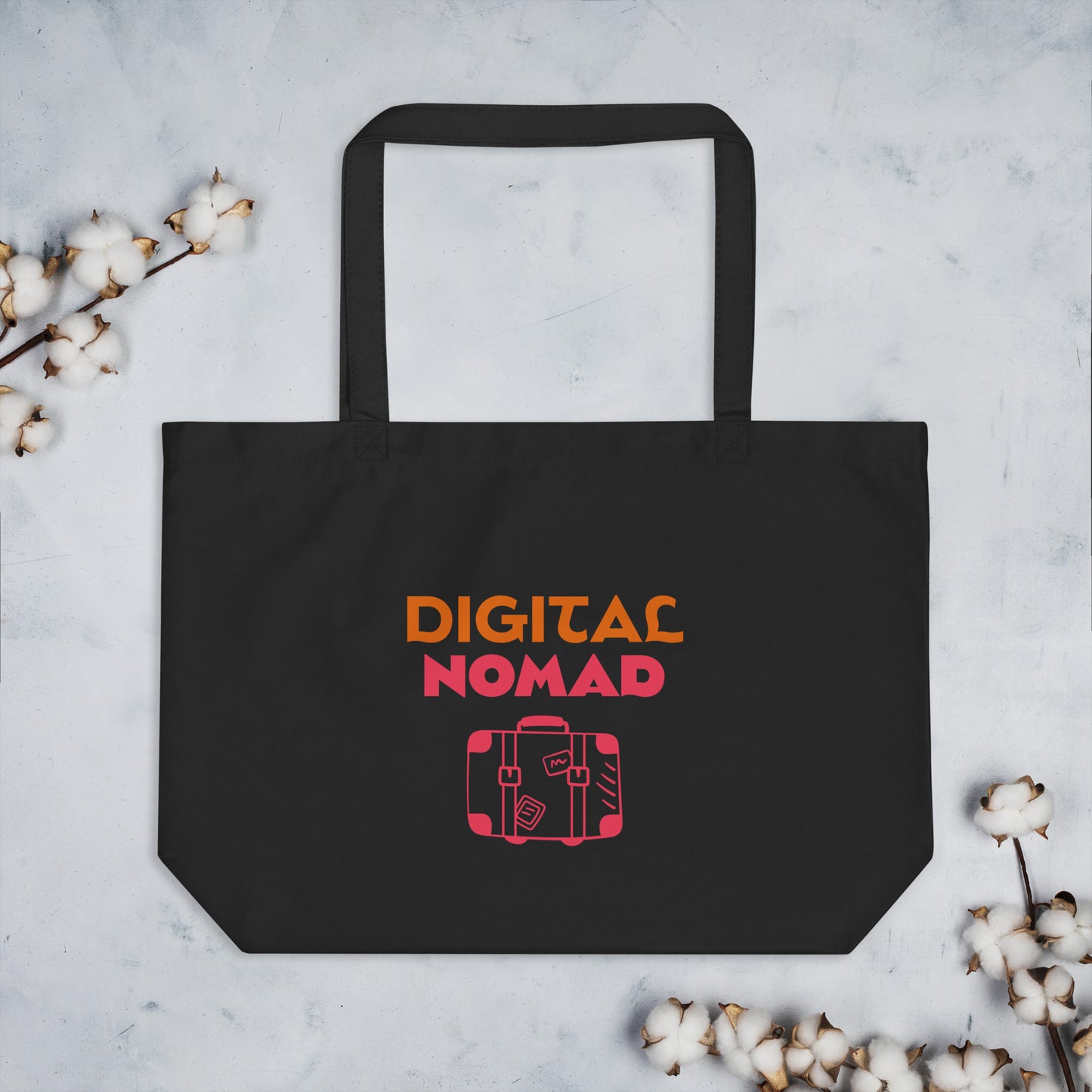 Large organic DIGITAL NOMAD tote bag