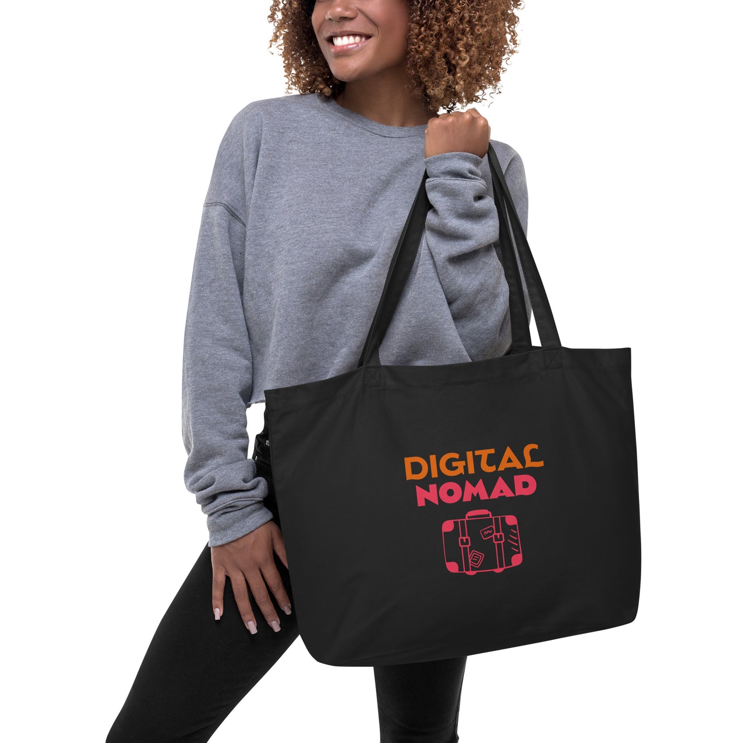 Large organic DIGITAL NOMAD tote bag